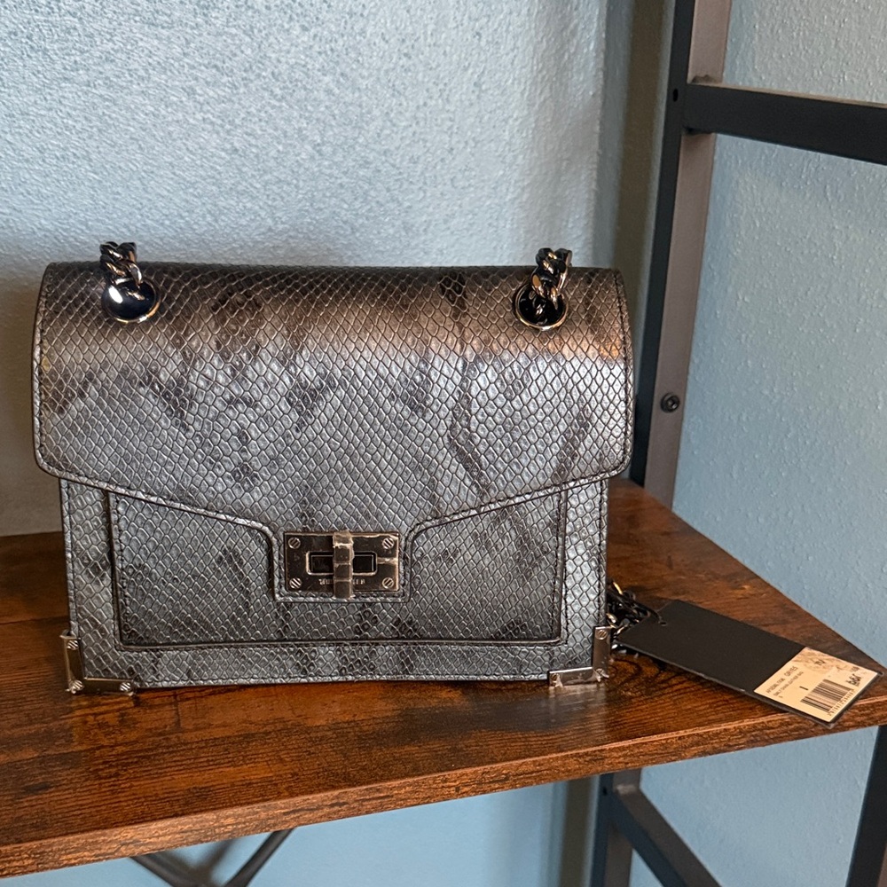 The Kooples Emily Elegant Silver Snake Print Handbag w tags